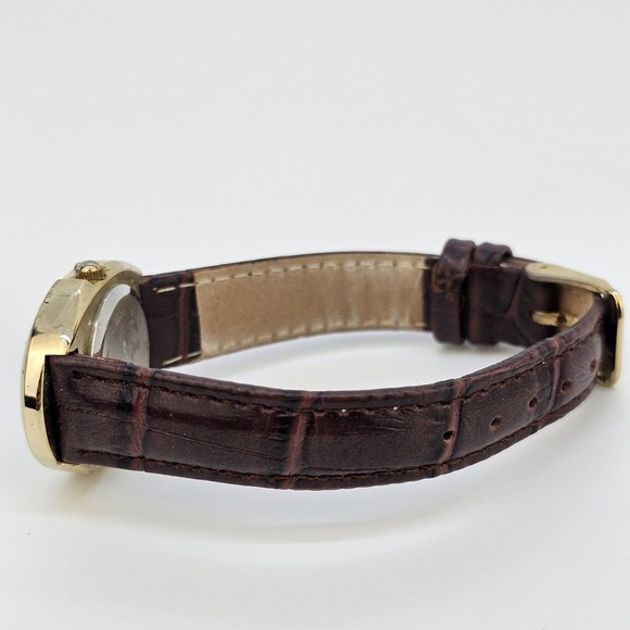 26MM Women's Watch MOP White Dial Brown Leather Bands New Battery - Picture 7 of 14